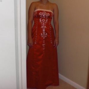 Morgan & Co Red Prom Dress W/ Lace Up Back